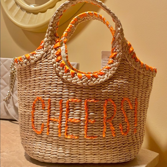 kate spade Handbags - NWOT Kate Spade “CHEERS” Wicker Tote ☀️🐚 🏖